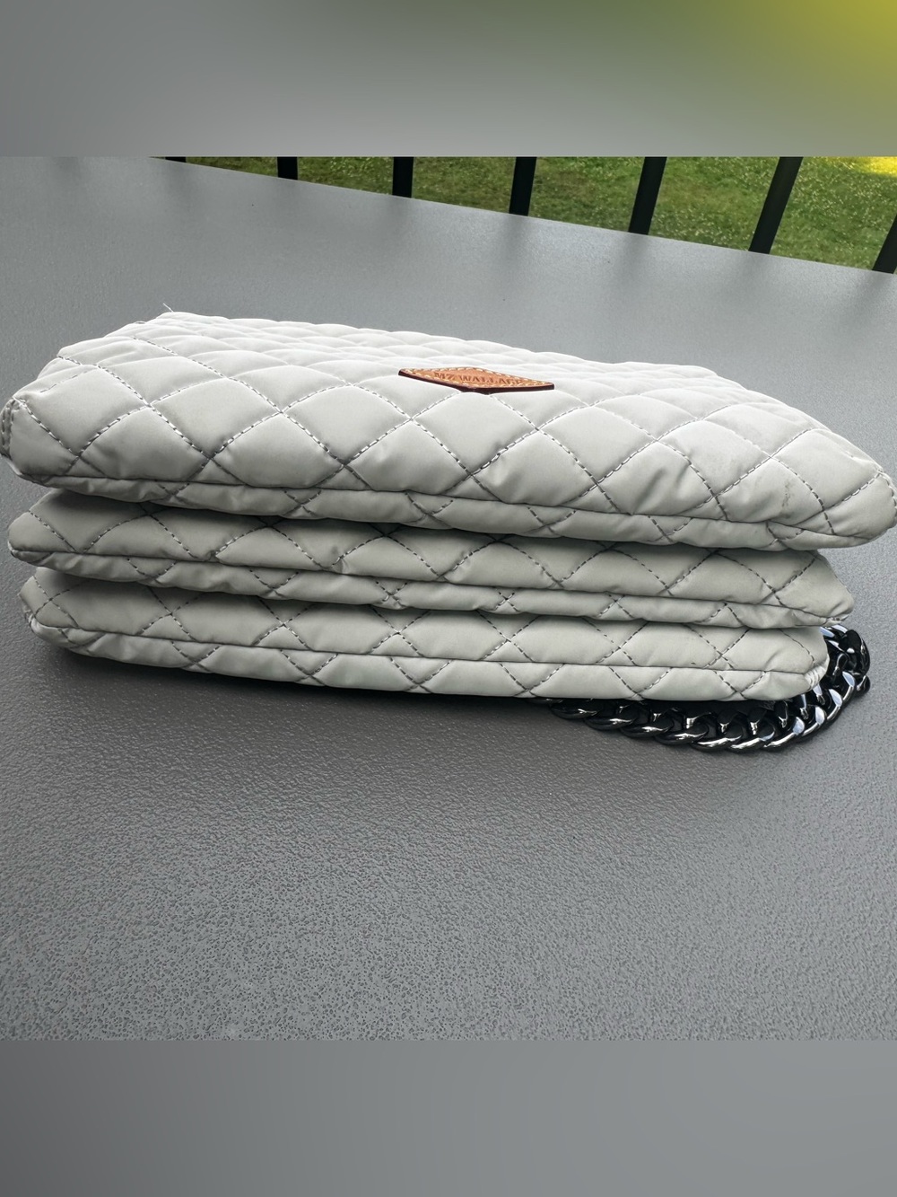 MZ Wallace Quilted Light Gray Pippa Chain Strap Crossbody - Picture 11 of 14